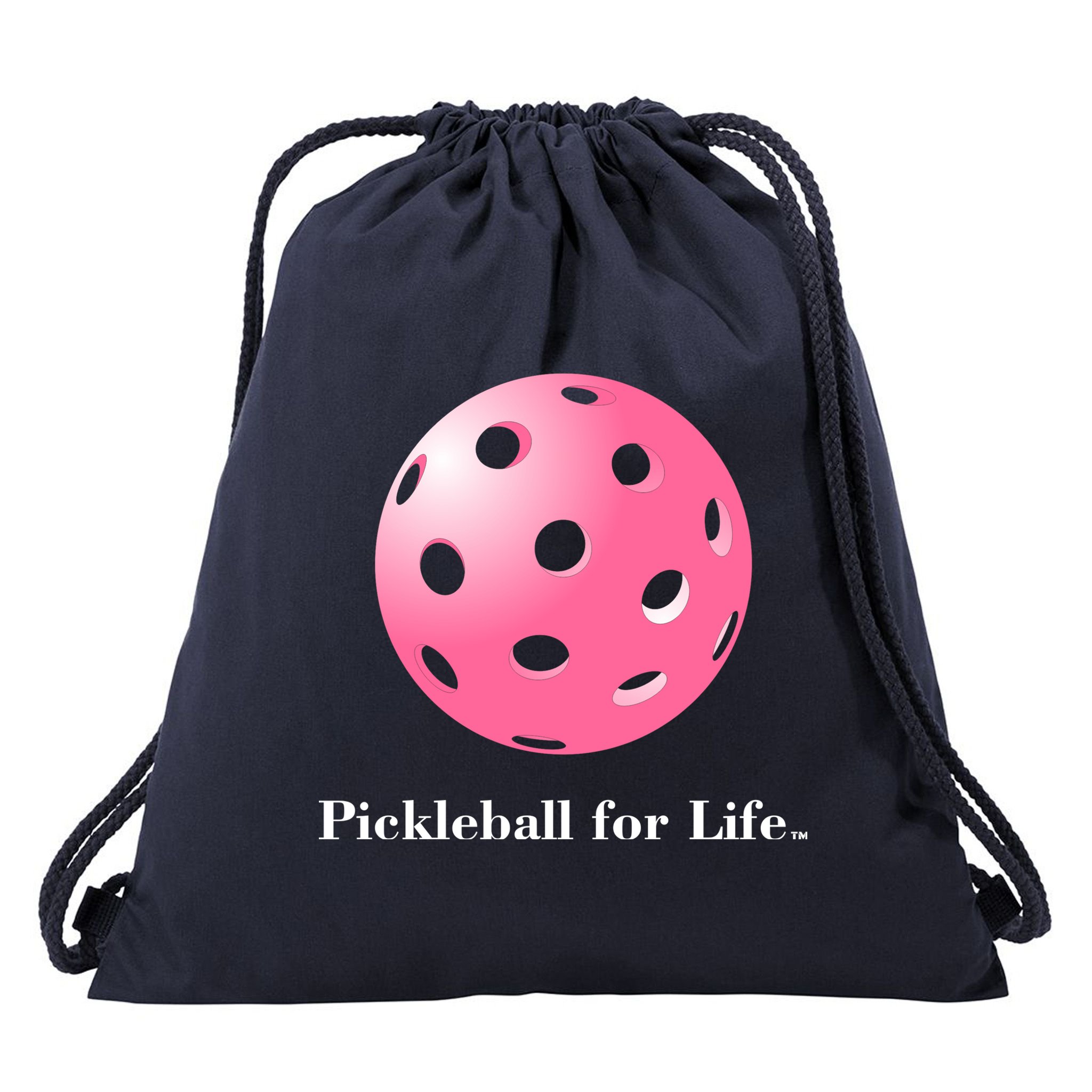Pickleball For Life Pink Drawstring Bag