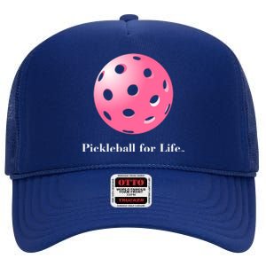 Pickleball For Life Pink High Crown Mesh Back Trucker Hat