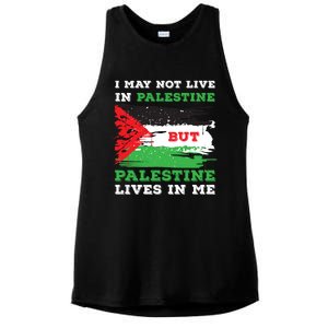 Palestine Flag Lives In Me. Free Palestine Gaza Palestinians Ladies PosiCharge Tri-Blend Wicking Tank