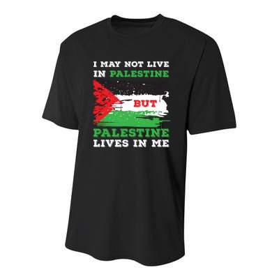 Palestine Flag Lives In Me. Free Palestine Gaza Palestinians Youth Performance Sprint T-Shirt