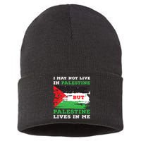 Palestine Flag Lives In Me. Free Palestine Gaza Palestinians Sustainable Knit Beanie