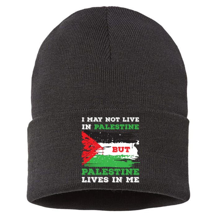 Palestine Flag Lives In Me. Free Palestine Gaza Palestinians Sustainable Knit Beanie