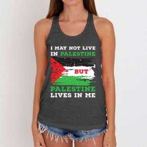 Palestine Flag Lives In Me. Free Palestine Gaza Palestinians Women's Knotted Racerback Tank