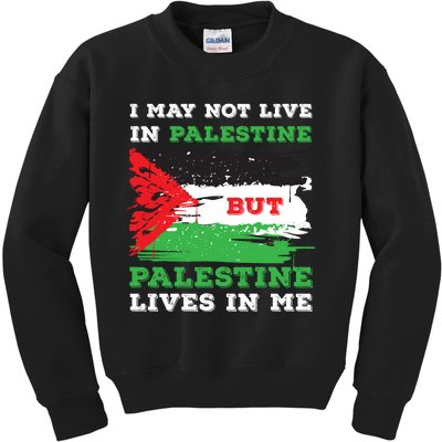 Palestine Flag Lives In Me. Free Palestine Gaza Palestinians Kids Sweatshirt