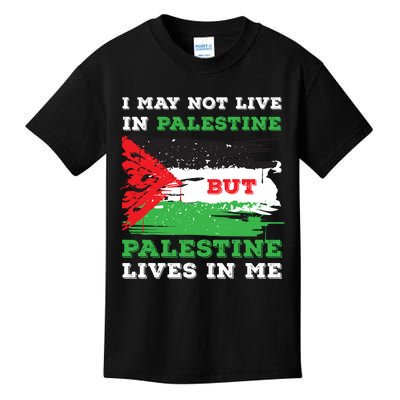 Palestine Flag Lives In Me. Free Palestine Gaza Palestinians Kids T-Shirt