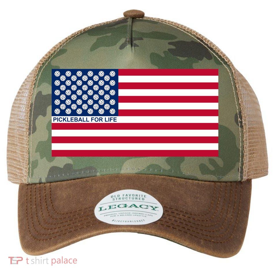Pickleball For Life Flag Pickleball Flag Legacy Tie Dye Trucker Hat