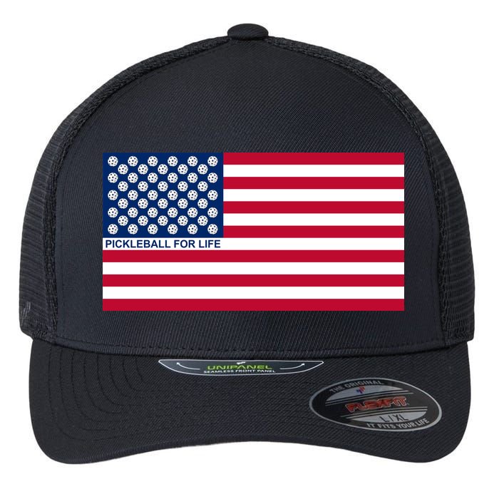 Pickleball For Life Flag Pickleball Flag Flexfit Unipanel Trucker Cap
