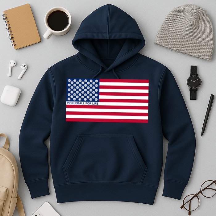 Pickleball For Life Flag Pickleball Flag Hoodie