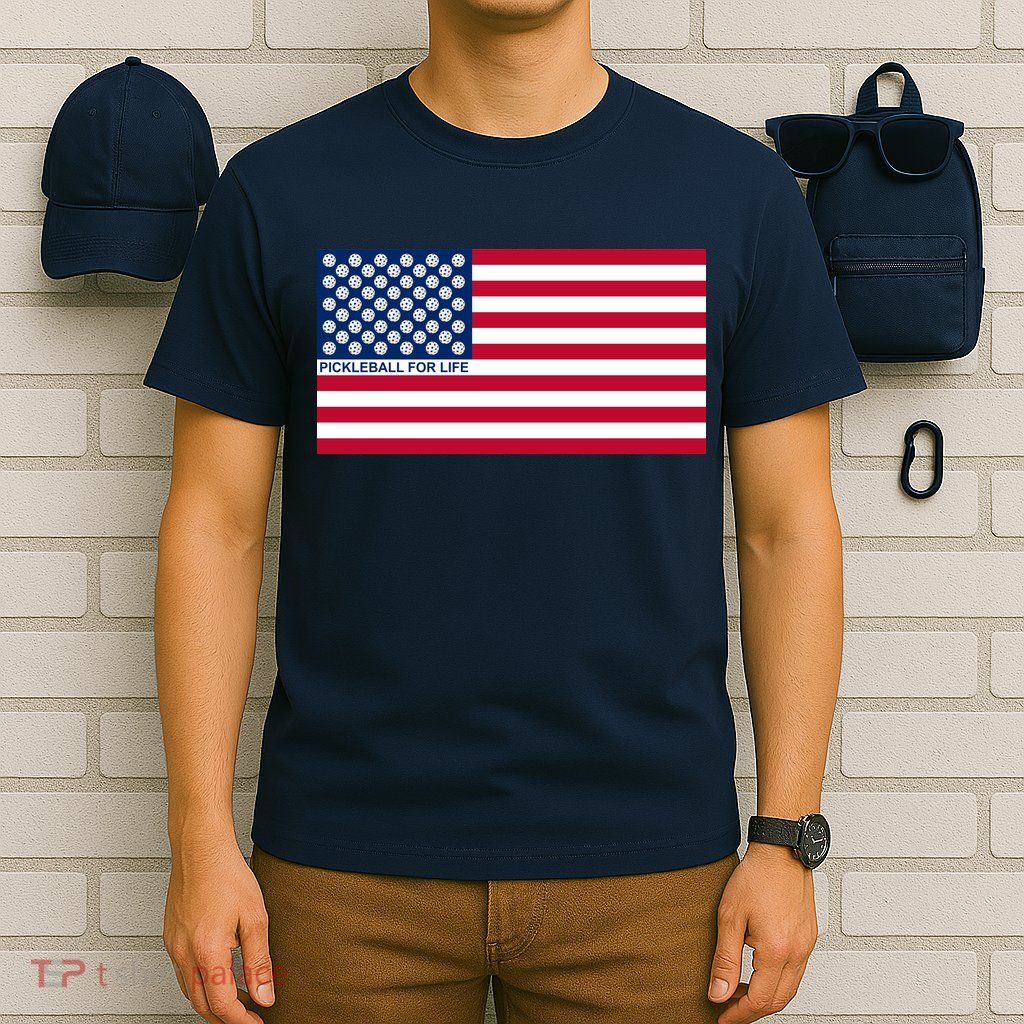 Pickleball For Life Flag Pickleball Flag T-Shirt