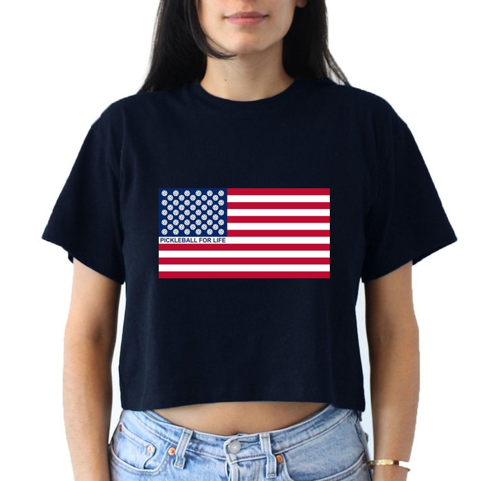Pickleball For Life Flag Pickleball Flag Crop Top