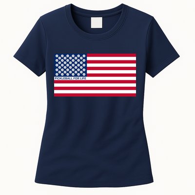 Pickleball For Life Flag Pickleball Flag Womens T-Shirt