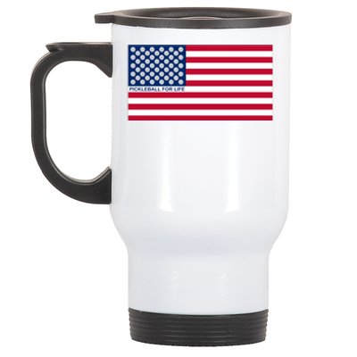 Pickleball For Life Flag Pickleball Flag Stainless Steel Travel Mug