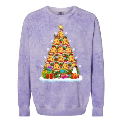 Pizza Food Lover Xmas Holiday Santa Pizza Christmas Tree Colorblast Crewneck Sweatshirt