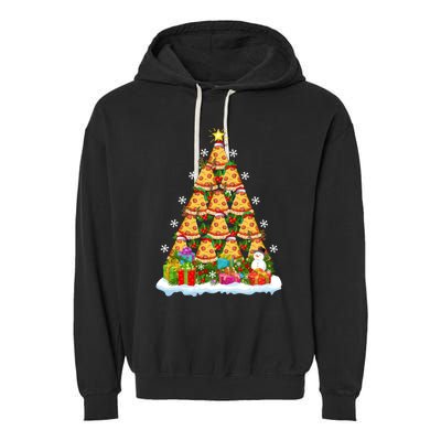 Pizza Food Lover Xmas Holiday Santa Pizza Christmas Tree Garment-Dyed Fleece Hoodie