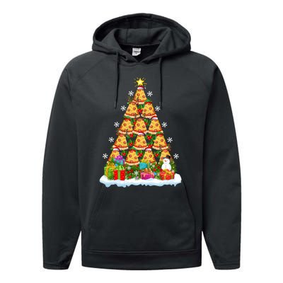 Pizza Food Lover Xmas Holiday Santa Pizza Christmas Tree Performance Fleece Hoodie