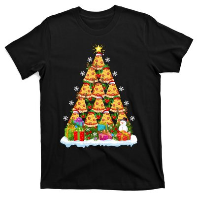 Pizza Food Lover Xmas Holiday Santa Pizza Christmas Tree T-Shirt