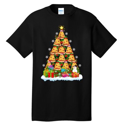 Pizza Food Lover Xmas Holiday Santa Pizza Christmas Tree Tall T-Shirt