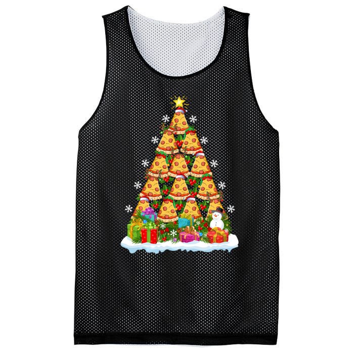 Pizza Food Lover Xmas Holiday Santa Pizza Christmas Tree Mesh Reversible Basketball Jersey Tank