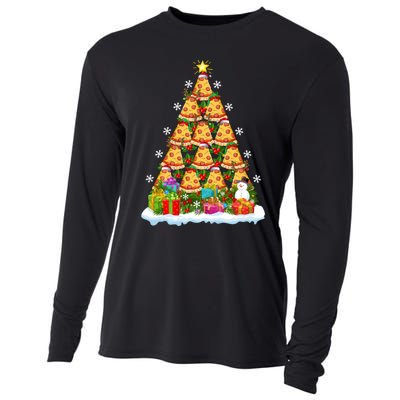 Pizza Food Lover Xmas Holiday Santa Pizza Christmas Tree Cooling Performance Long Sleeve Crew