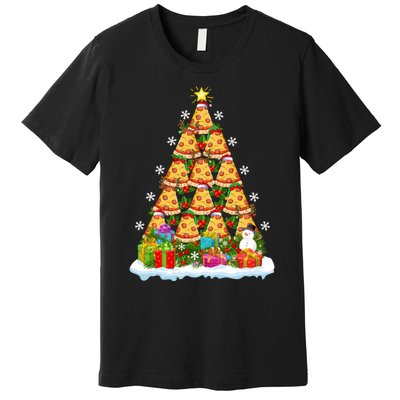 Pizza Food Lover Xmas Holiday Santa Pizza Christmas Tree Premium T-Shirt