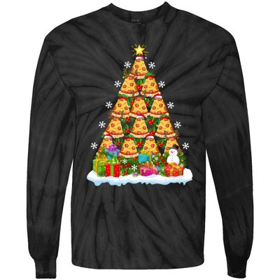 Pizza Food Lover Xmas Holiday Santa Pizza Christmas Tree Tie-Dye Long Sleeve Shirt