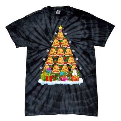 Pizza Food Lover Xmas Holiday Santa Pizza Christmas Tree Tie-Dye T-Shirt