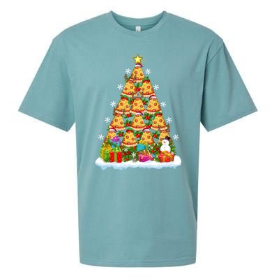 Pizza Food Lover Xmas Holiday Santa Pizza Christmas Tree Sueded Cloud Jersey T-Shirt