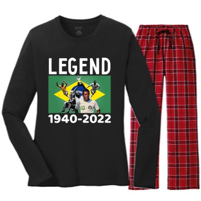 Pele Football Legend Women's Long Sleeve Flannel Pajama Set 