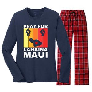 Pray For Lahaina Maui Hawaii Strong Wildfire Support Gift Women's Long Sleeve Flannel Pajama Set 