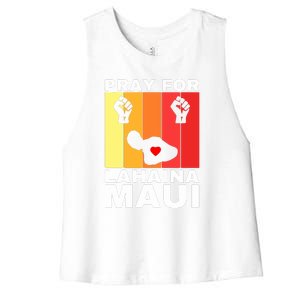 Pray For Lahaina Maui Hawaii Strong Wildfire Support Gift Women's Racerback Cropped Tank