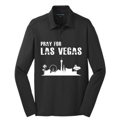 Pray For Las Vegas Silk Touch Performance Long Sleeve Polo