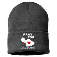 Pray For Lahaina Maui Hawaii Strong Gift Wildfire Support Sustainable Knit Beanie