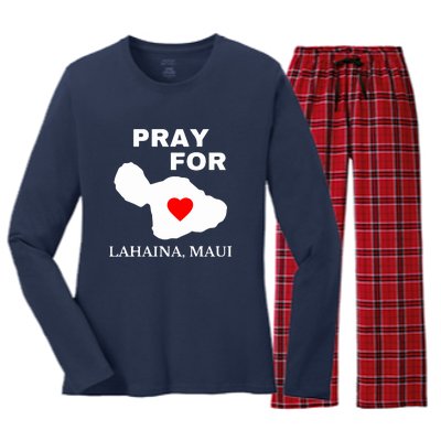 Pray For Lahaina Maui Hawaii Strong Gift Wildfire Support Women's Long Sleeve Flannel Pajama Set 