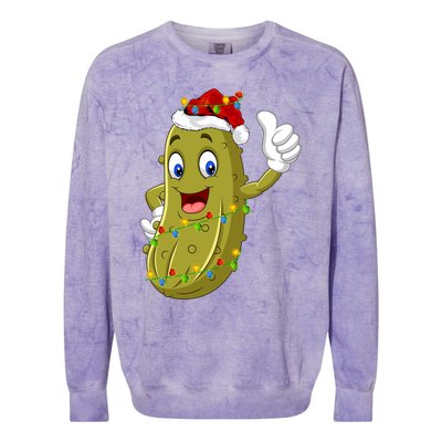 Pickle Fruit Lover Xmas Santa Hat Pickle Christmas Gift Colorblast Crewneck Sweatshirt