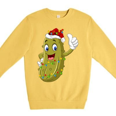 Pickle Fruit Lover Xmas Santa Hat Pickle Christmas Gift Premium Crewneck Sweatshirt