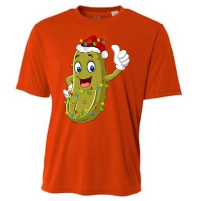 Pickle Fruit Lover Xmas Santa Hat Pickle Christmas Gift Cooling Performance Crew T-Shirt