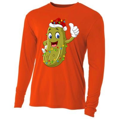 Pickle Fruit Lover Xmas Santa Hat Pickle Christmas Gift Cooling Performance Long Sleeve Crew