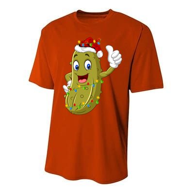 Pickle Fruit Lover Xmas Santa Hat Pickle Christmas Gift Performance Sprint T-Shirt