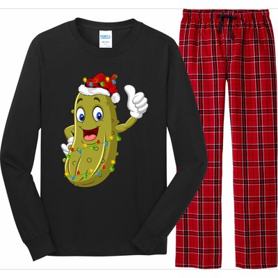 Pickle Fruit Lover Xmas Santa Hat Pickle Christmas Gift Long Sleeve Pajama Set