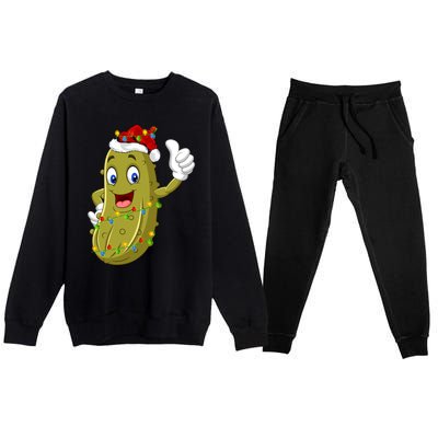 Pickle Fruit Lover Xmas Santa Hat Pickle Christmas Gift Premium Crewneck Sweatsuit Set