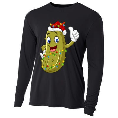 Pickle Fruit Lover Xmas Santa Hat Pickle Christmas Gift Cooling Performance Long Sleeve Crew