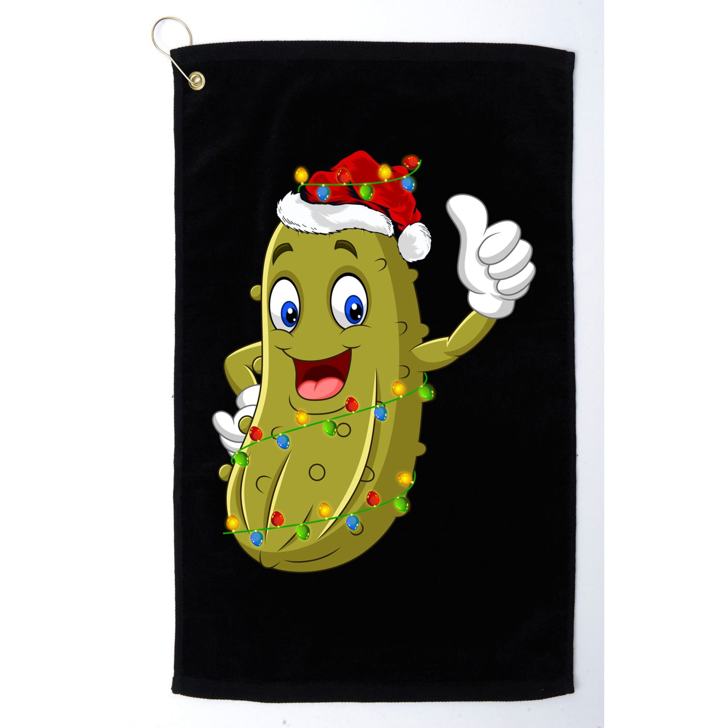 Pickle Fruit Lover Xmas Santa Hat Pickle Christmas Gift Golf Towel