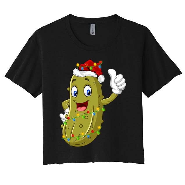 Pickle Fruit Lover Xmas Santa Hat Pickle Christmas Gift Crop Top