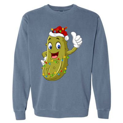 Pickle Fruit Lover Xmas Santa Hat Pickle Christmas Gift Garment-Dyed Sweatshirt