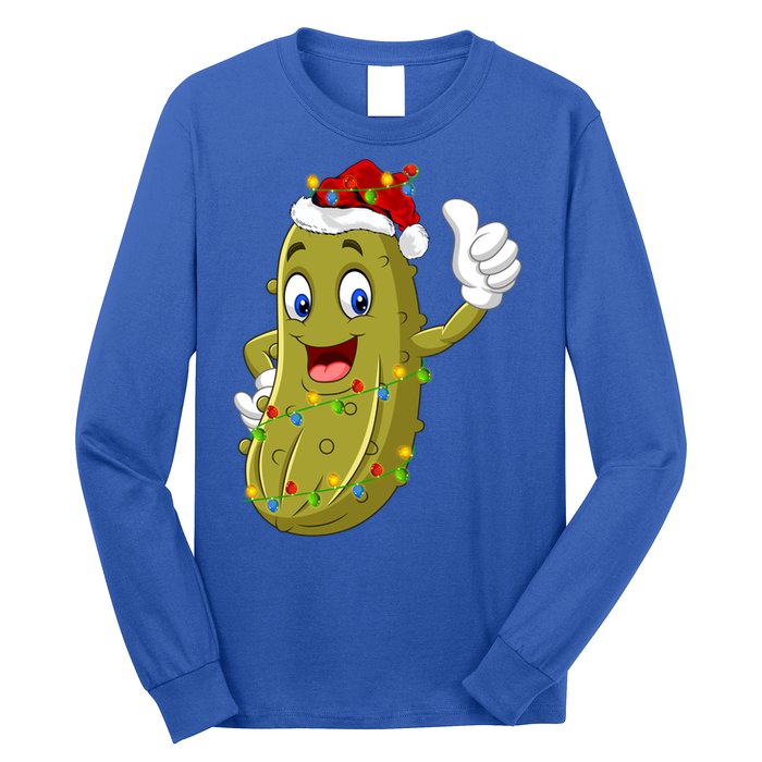 Pickle Fruit Lover Xmas Santa Hat Pickle Christmas Gift Long Sleeve Shirt