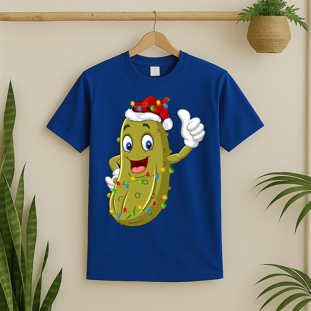 Pickle Fruit Lover Xmas Santa Hat Pickle Christmas Gift T-Shirt