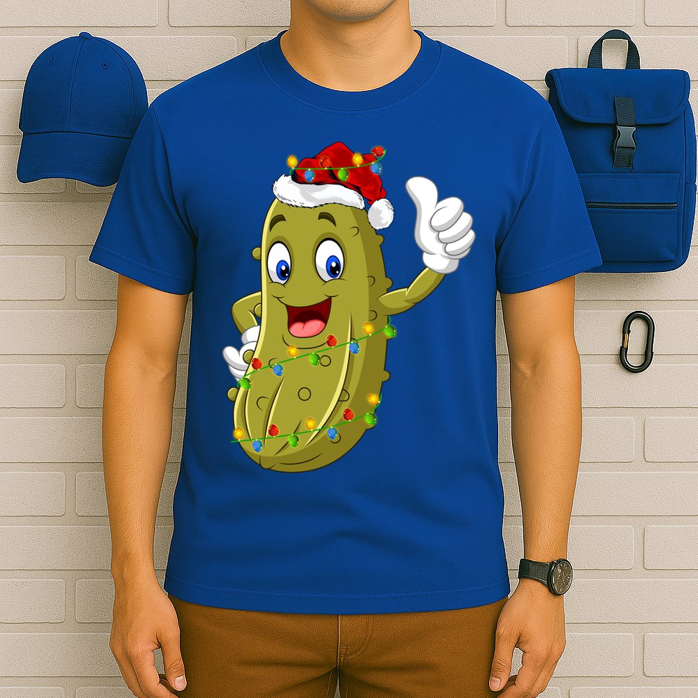 Pickle Fruit Lover Xmas Santa Hat Pickle Christmas Gift T-Shirt
