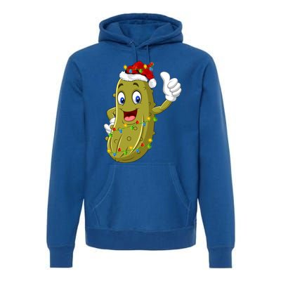 Pickle Fruit Lover Xmas Santa Hat Pickle Christmas Gift Premium Hoodie