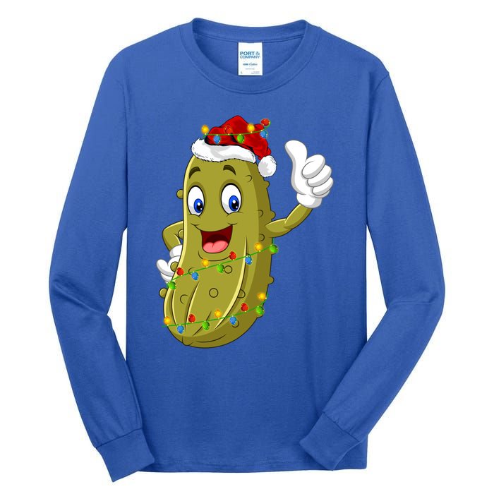 Pickle Fruit Lover Xmas Santa Hat Pickle Christmas Gift Tall Long Sleeve T-Shirt