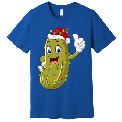 Pickle Fruit Lover Xmas Santa Hat Pickle Christmas Gift Premium T-Shirt